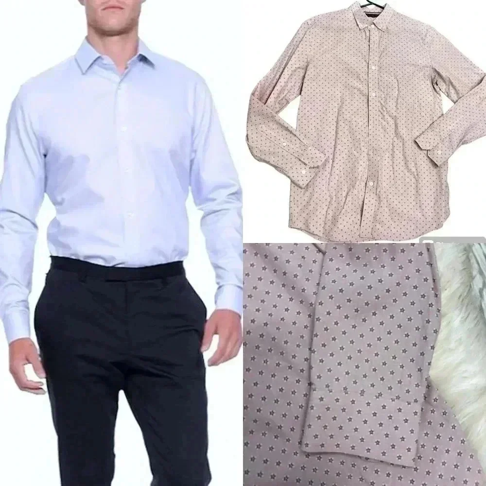 Banana republic Non-iron standard fit light pink flower button down shirt sz med
